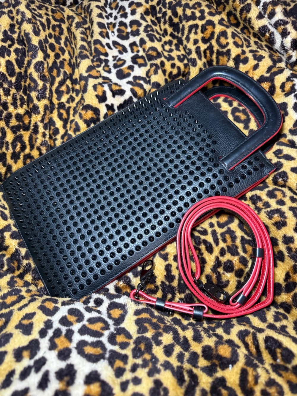 Christian Louboutin Studded Leather Crossbody / Clutch Bag - Picture 7 of 10